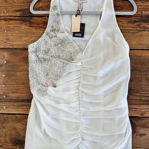 Ted Baker White and Gray Ruched Blouse - Picture 4 of 4